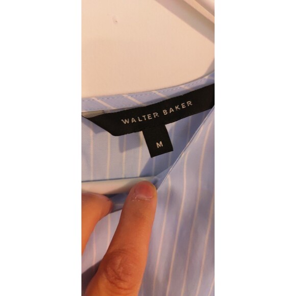 Walter Baker Blouse Light Blue white stripes Bell Sleeve Cotton Top blouse M - Picture 7 of 7